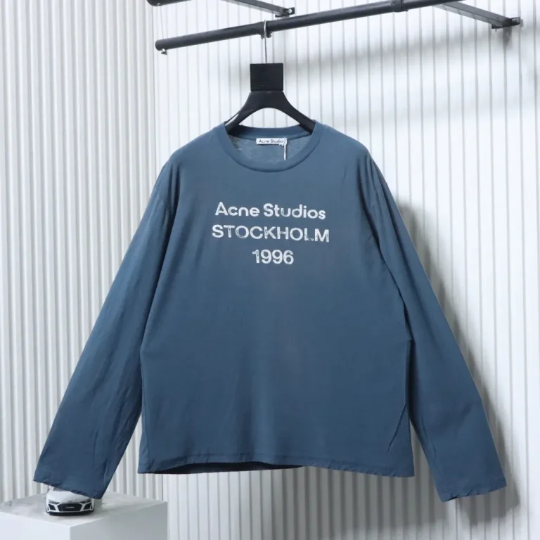 Acne Distressed Letter Print Long Sleeve Shirt