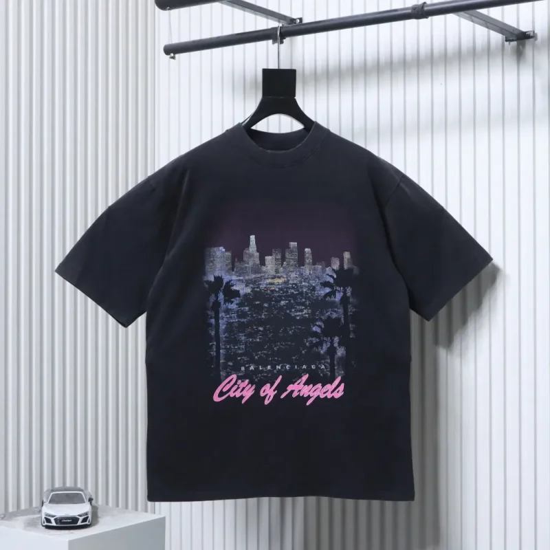 LA Night View Distressed T-Shirt