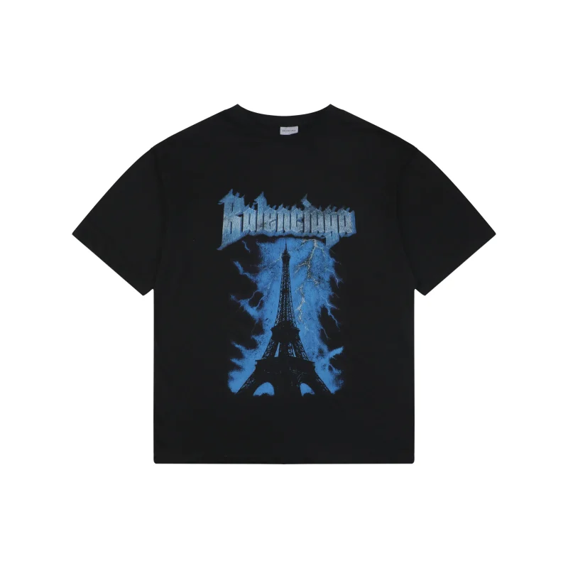 Lightning Tower Crackle Print T-Shirt