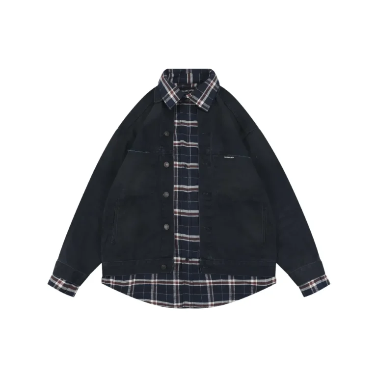 BLCG Plaid Patchwork Deconstructed Denim Jacket