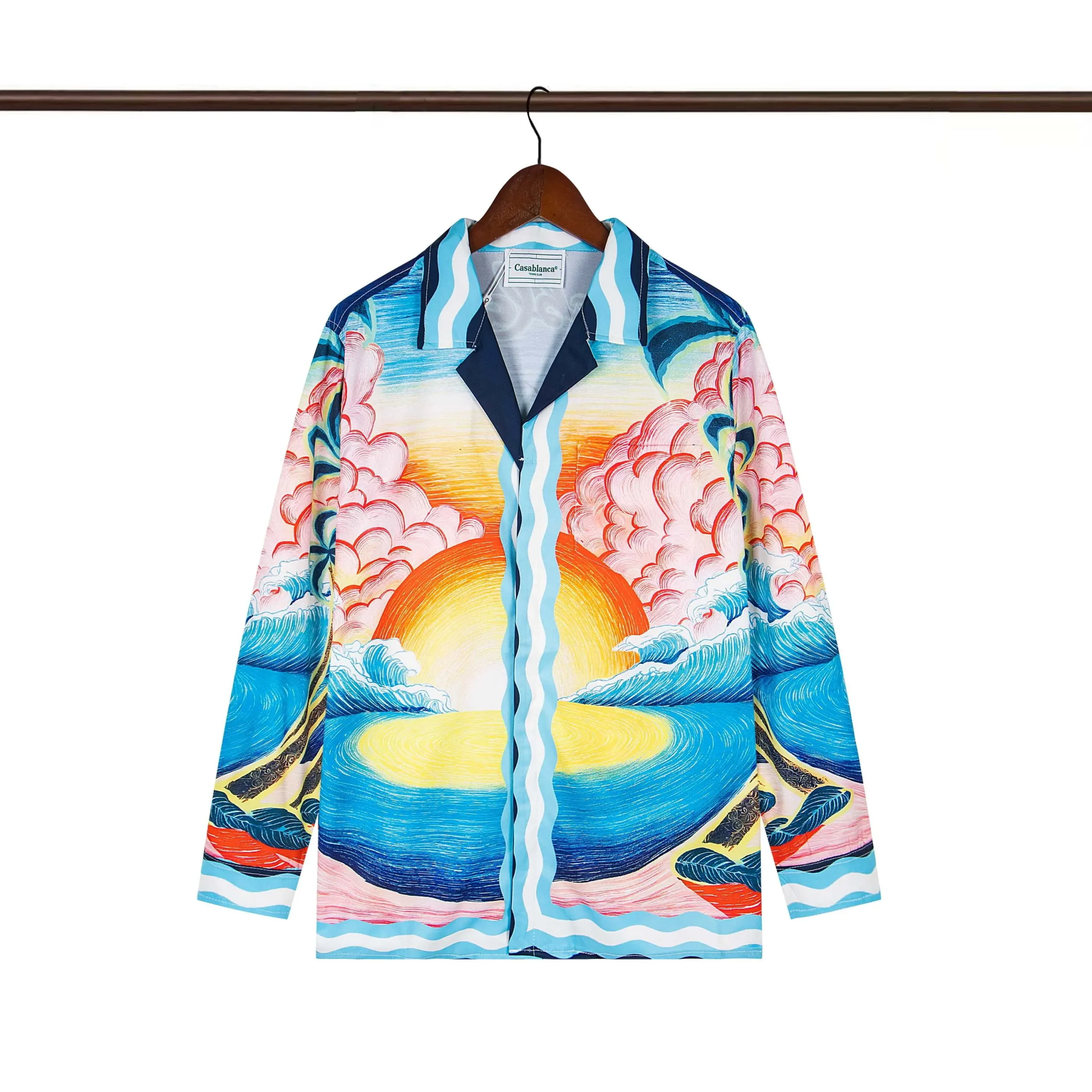 C-Blanca Sunset Wave Long-Sleeve Silk Shirt