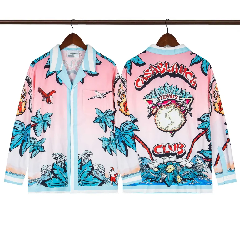 Casablanca Sunset Wave Long-Sleeve Silk Shirt