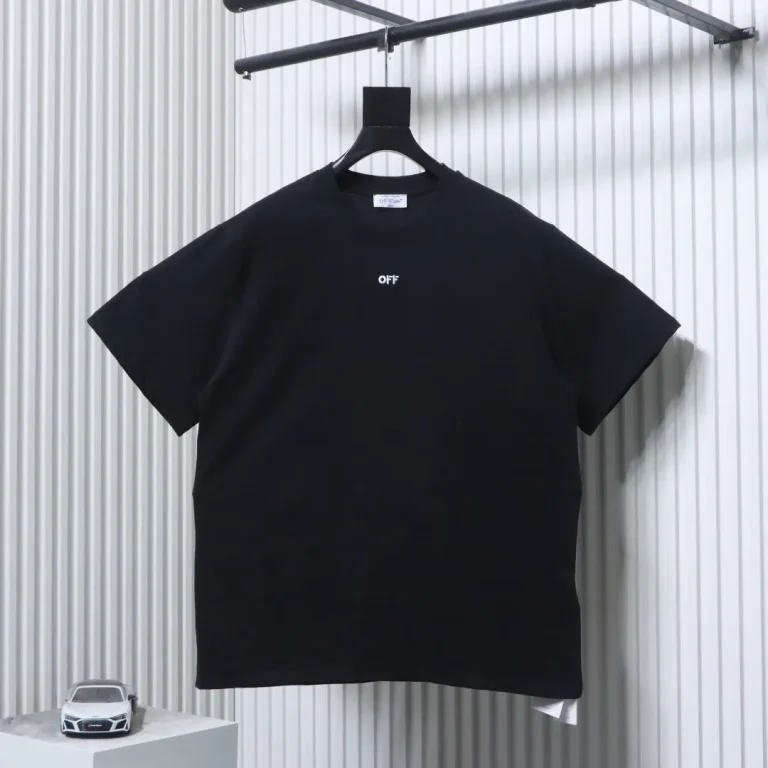 Off-White Style Minimal Logo Washed Black Oversized Cotton T-Shirt