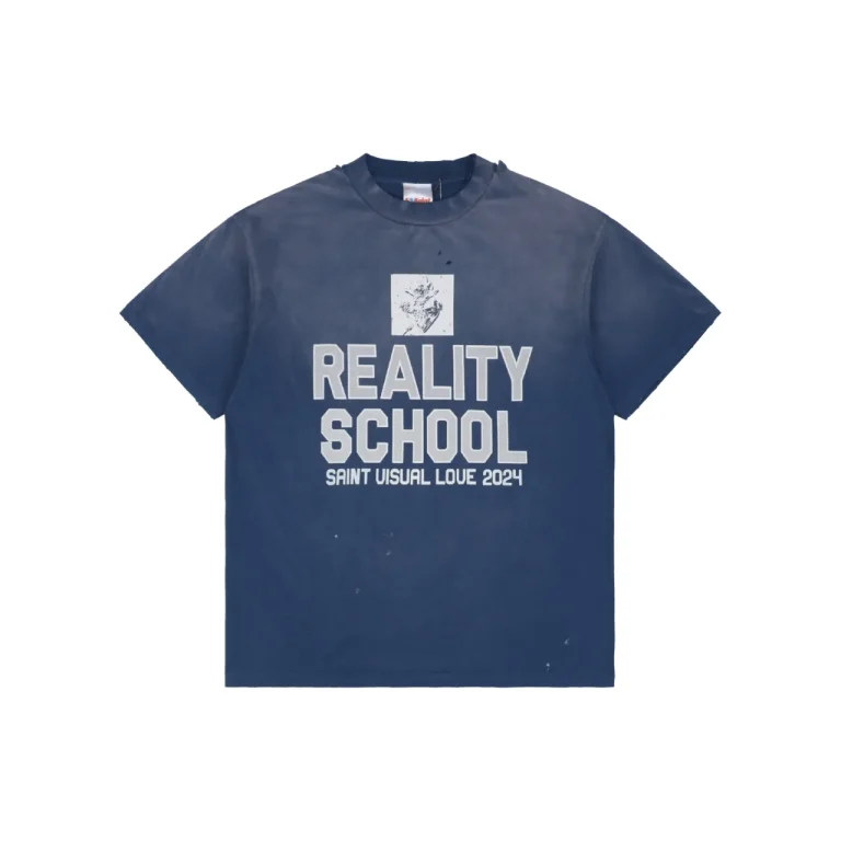 Saint Michael Blue Distressed Slogan T-Shirt