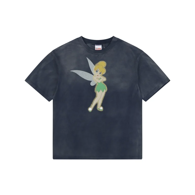 Saint Michael x Disney Tinkerbell Vintage Washed Graphic T-Shirt Blue Oversized Fit
