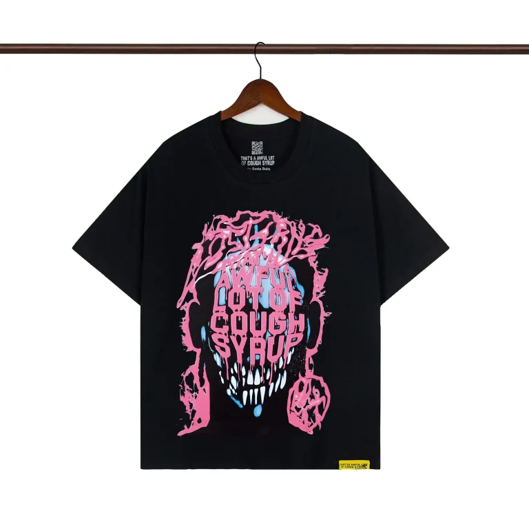 That’s A Awful Lot Of Cough Syrup Pink Flame Skull Graphic T-Shirt Color Black