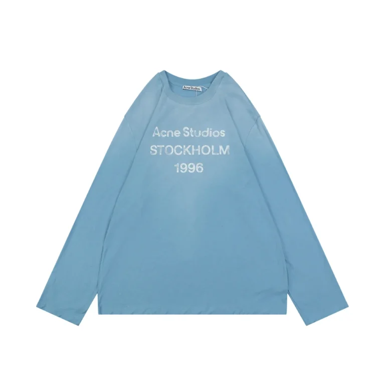 Acne 1996 Mottled Letter Print T-Shirt Color Ice Blue