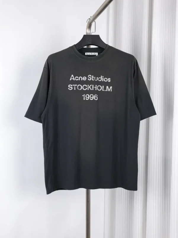 Acne Cotton Linen Distressed Short Sleeve T-Shirt