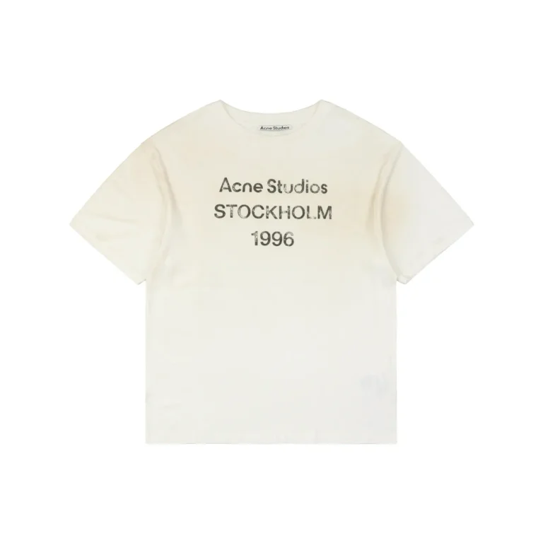 Acne Stockholm Mottled Cotton-Linen T-Shirt Color White