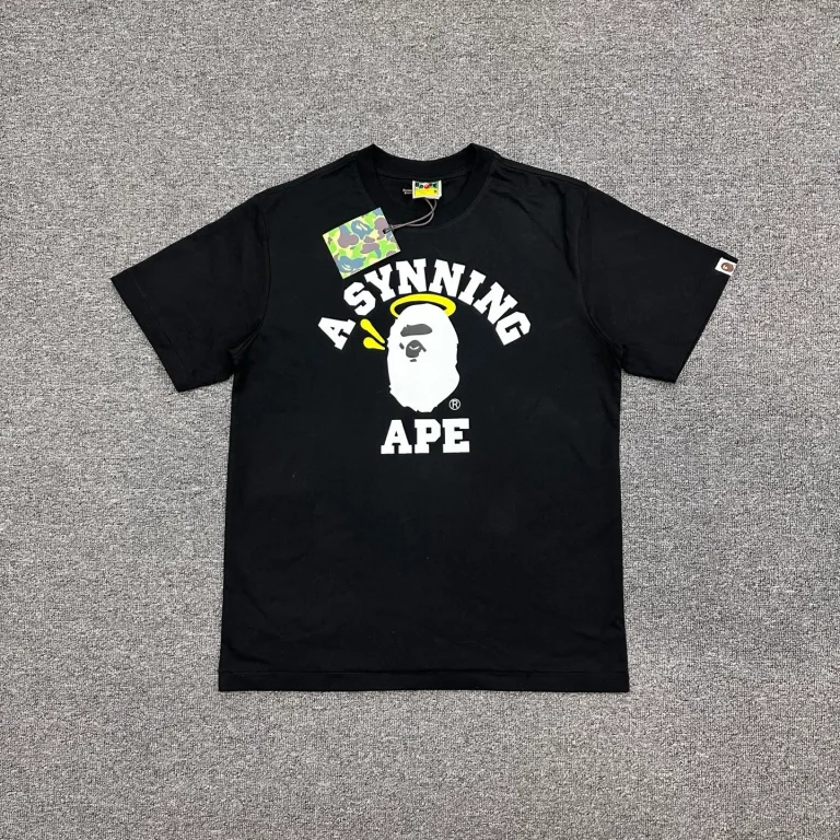 BAPE BLACK Letter Print Crew Neck T-Shirt Color Black