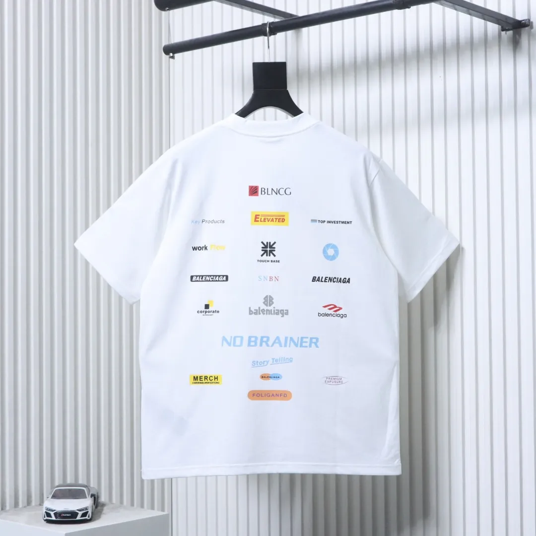 Back of BLCG Back Logo Print Crew Neck Short Sleeve T-Shirt Color White