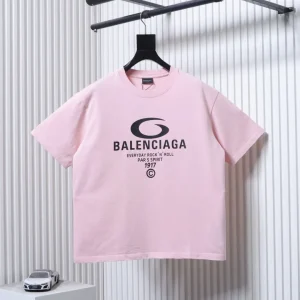 BLCG Circular Letter Print Ripped T-Shirt Color Pink