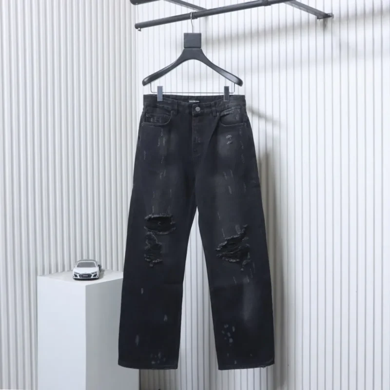 Hand-Distressed Baggy Jeans