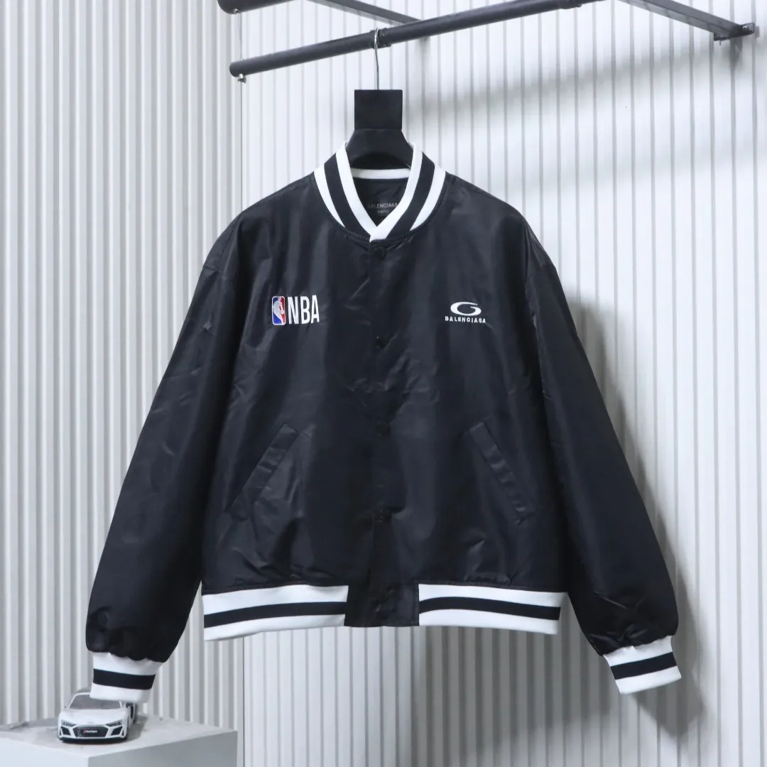 BLCG NBA Collaboration Embroidered Baseball Flight Jacket Color Black
