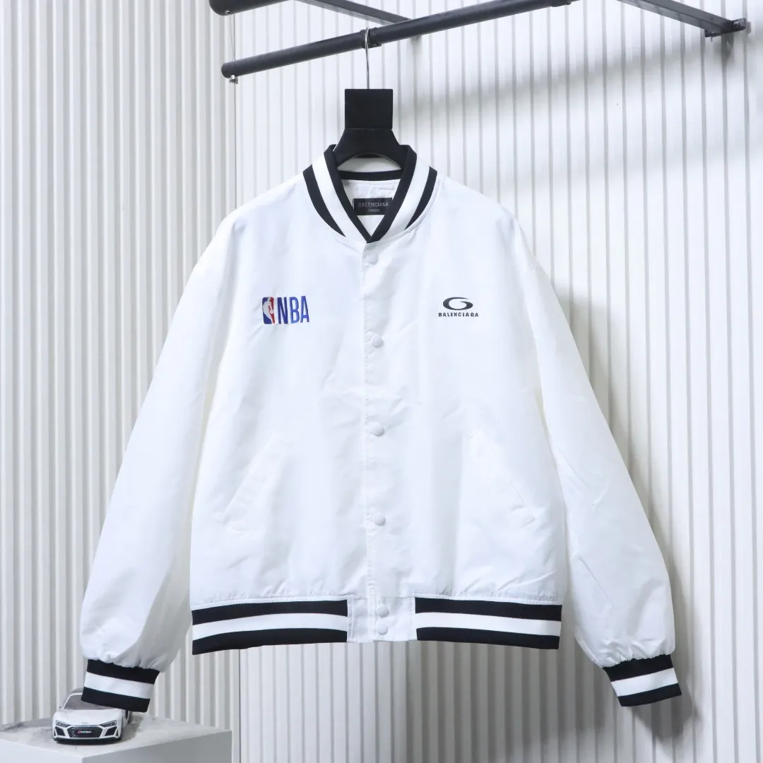 BLCG NBA Collaboration Embroidered Baseball Flight Jacket Color White