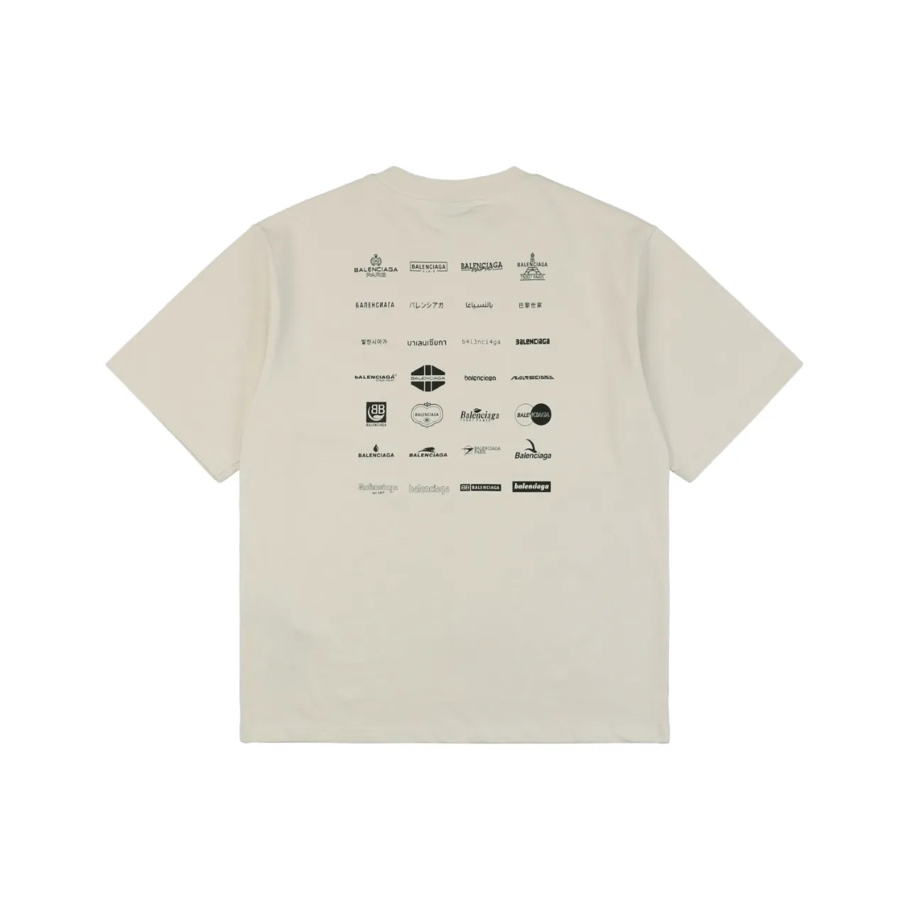 Back of BLCG Paris Multi-logo Print T-Shirt Color White