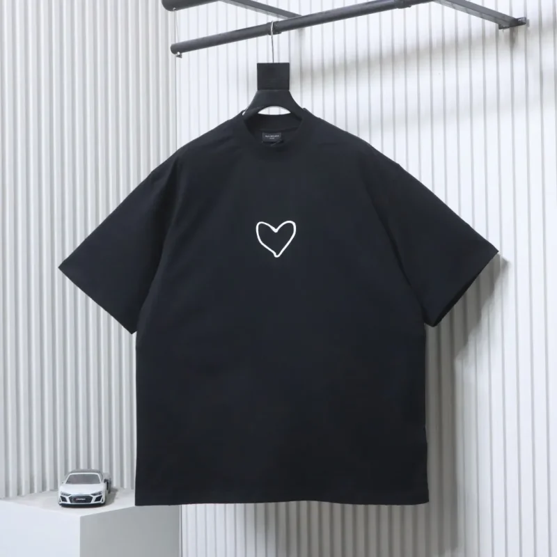 Silicone Heart Logo Combed Cotton T-Shirt