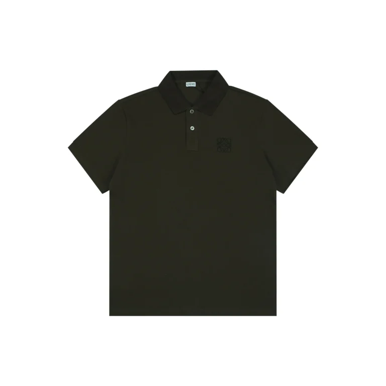 Embroidered Floral Pattern Polo T-Shirt Color Dark Green