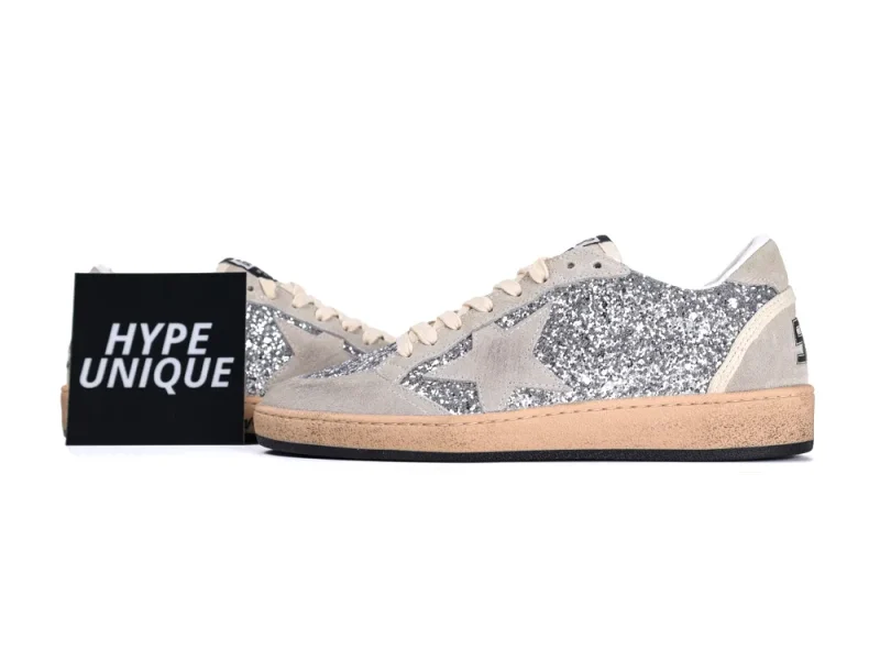 Ball Star Sneakers  "Silver Glitter & Ice-Gray Suede"