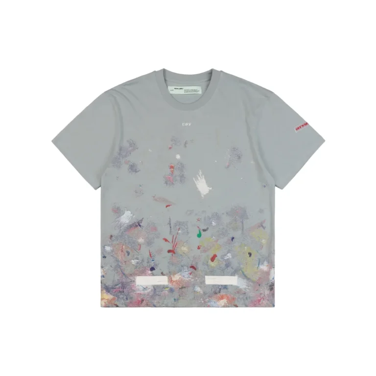 Off-White Starry Sky Fireworks Splatter Arrow Print T-Shirt Color Gray