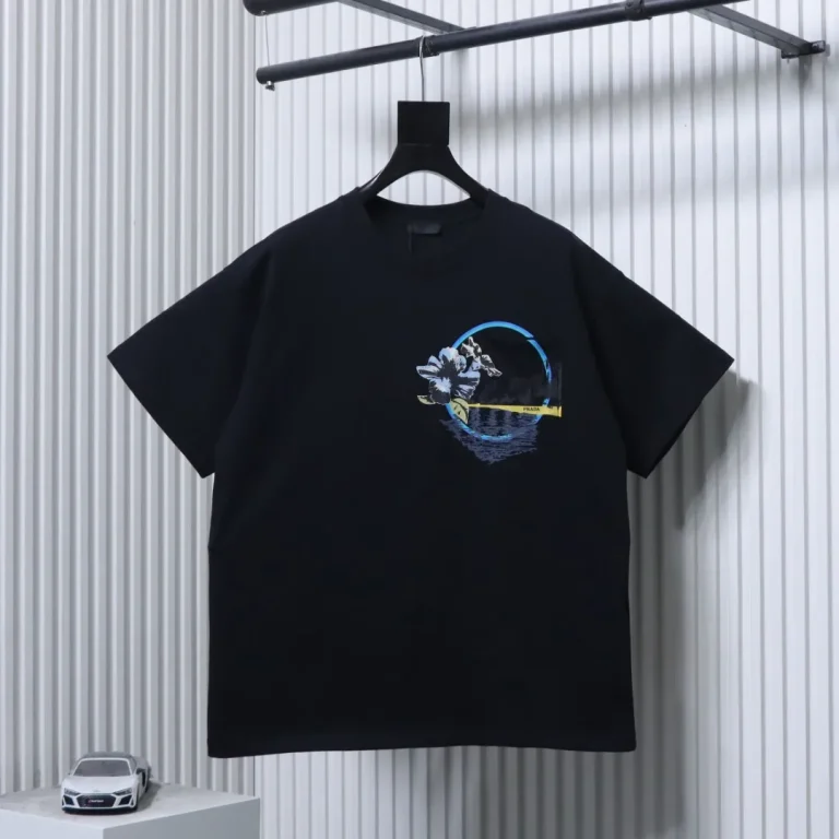 Pocket Peony Print Cotton T-Shirt Color Back