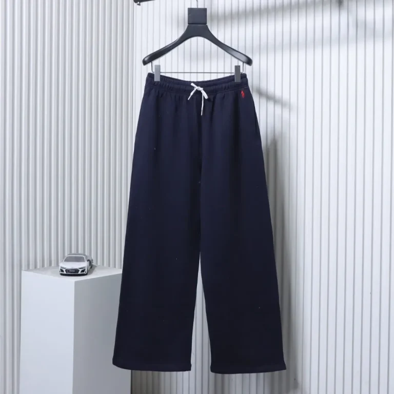 RL Embroidered Logo Casual Wide-Leg Pants Color Dark Blue