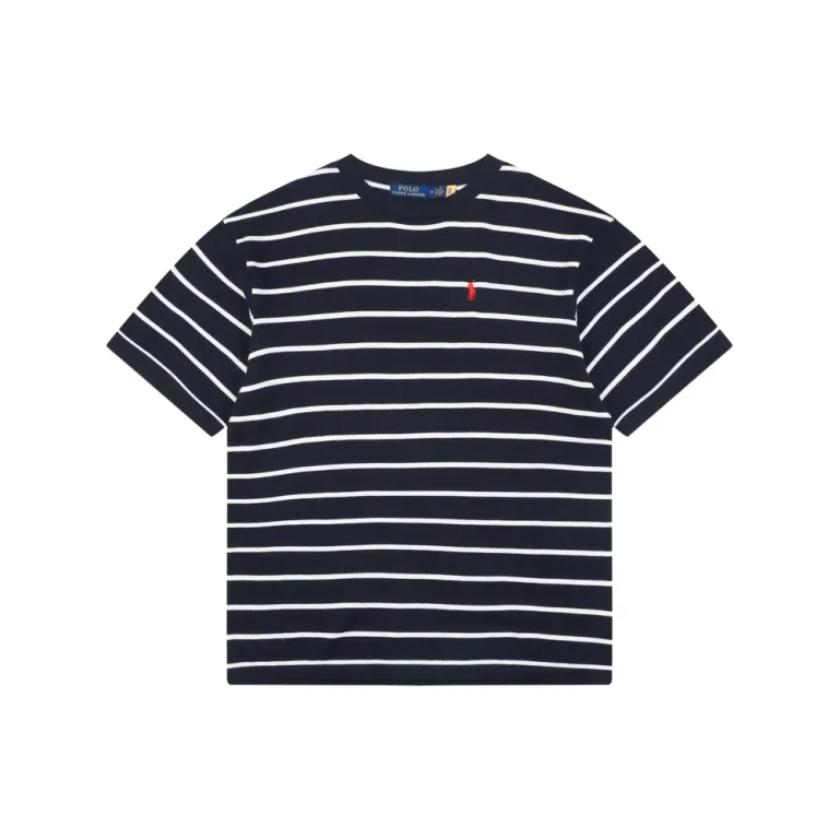 RL Pony Logo Striped Jacquard T-Shirt Color Dark Bllue
