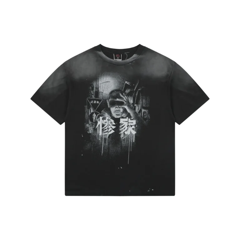 Saint Michael Anime Tragedy Print T-Shirt Color Black