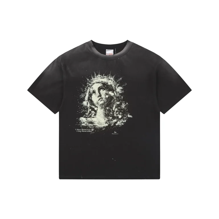 Saint Michael Glowing Thorns Madonna Print T-Shirt Color Black
