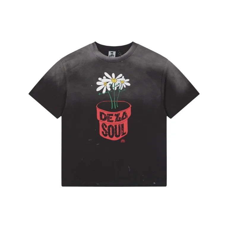Saint Michael Potted Flower Print T-Shirt Color Black