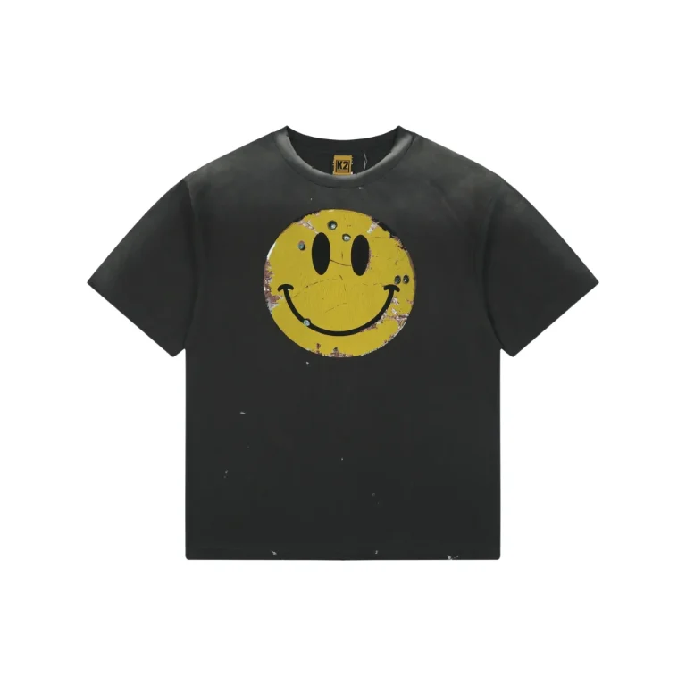 Saint Michael Rusty Smiley Face Print T-Shirt Color Black