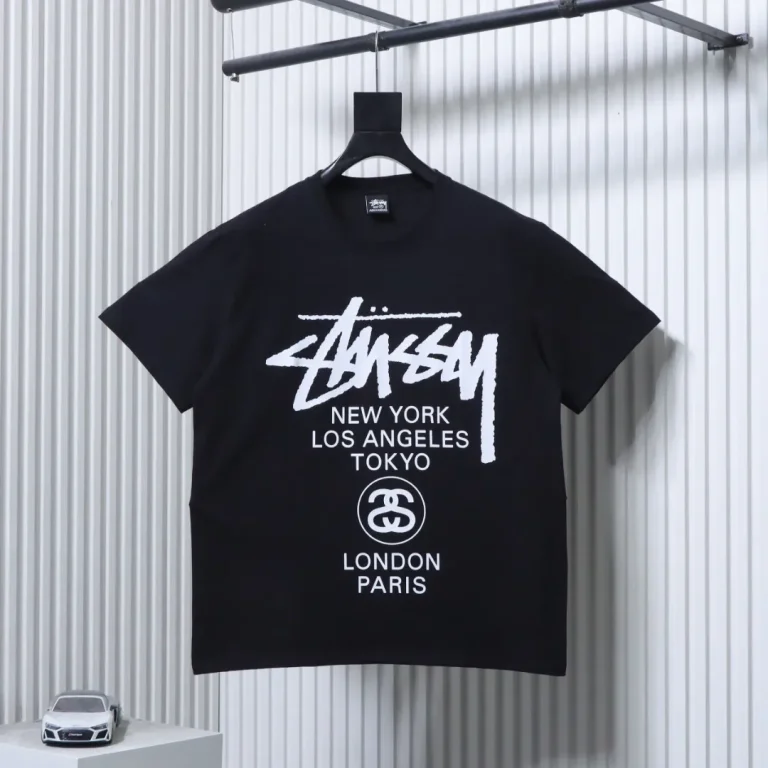 Stussy City Logo Print Short Sleeve T-Shirt Color Black