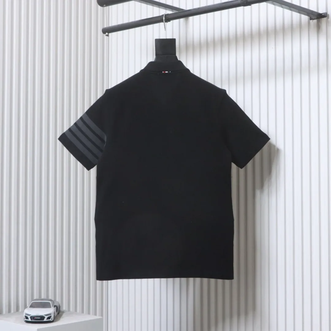 Back of TB Classic Four-Stripe Polo T-Shirt Color Black