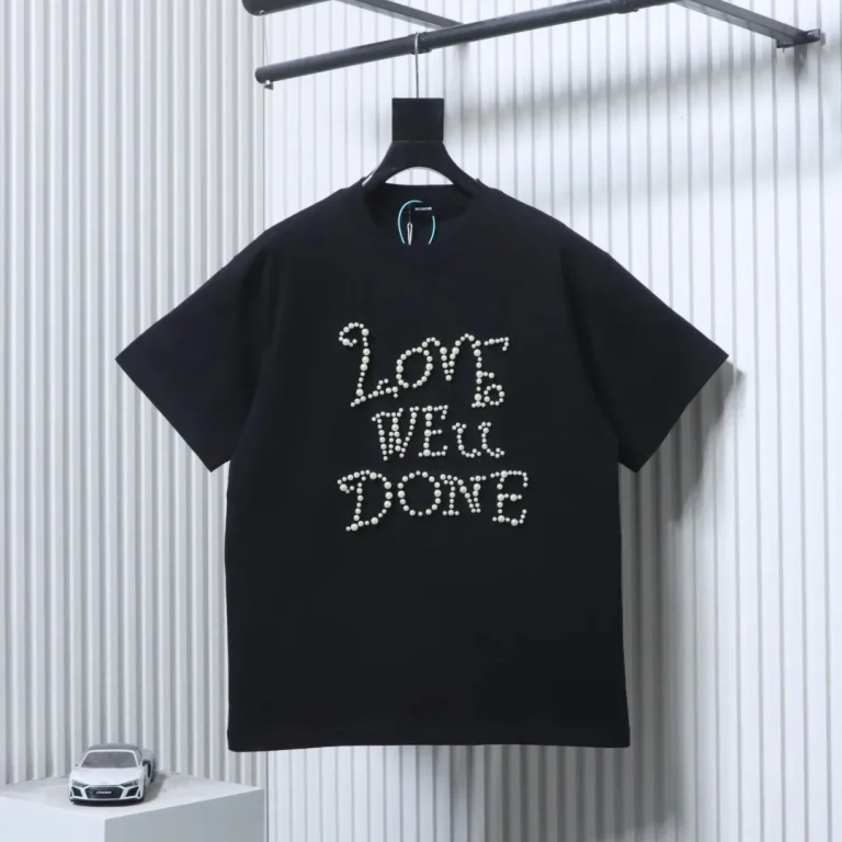 Well Done Ivory Pearl Rhinestone Letter T-Shirt Color Back
