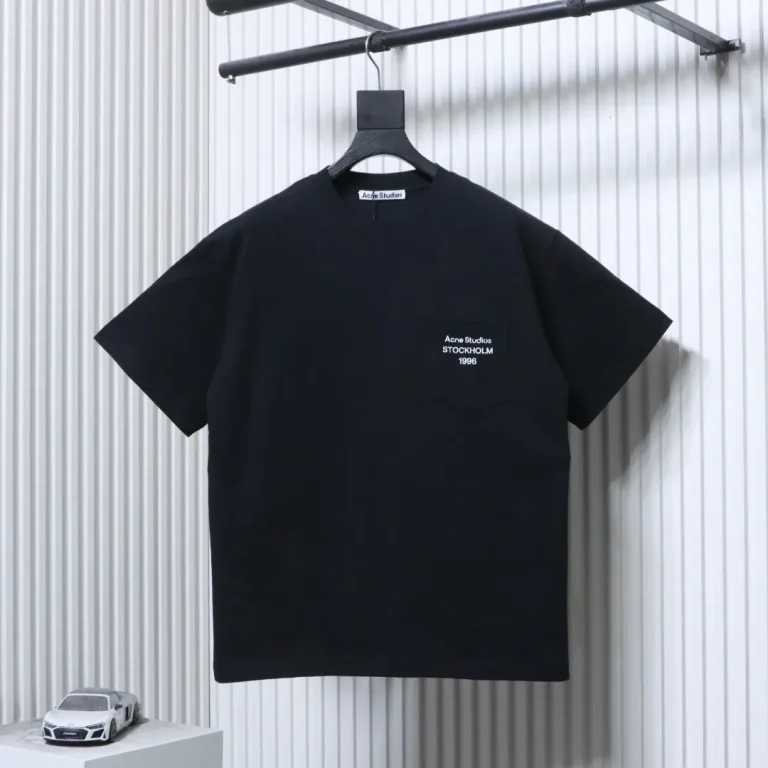 Acne 1996 Pocket Logo Print T-Shirt Color Black