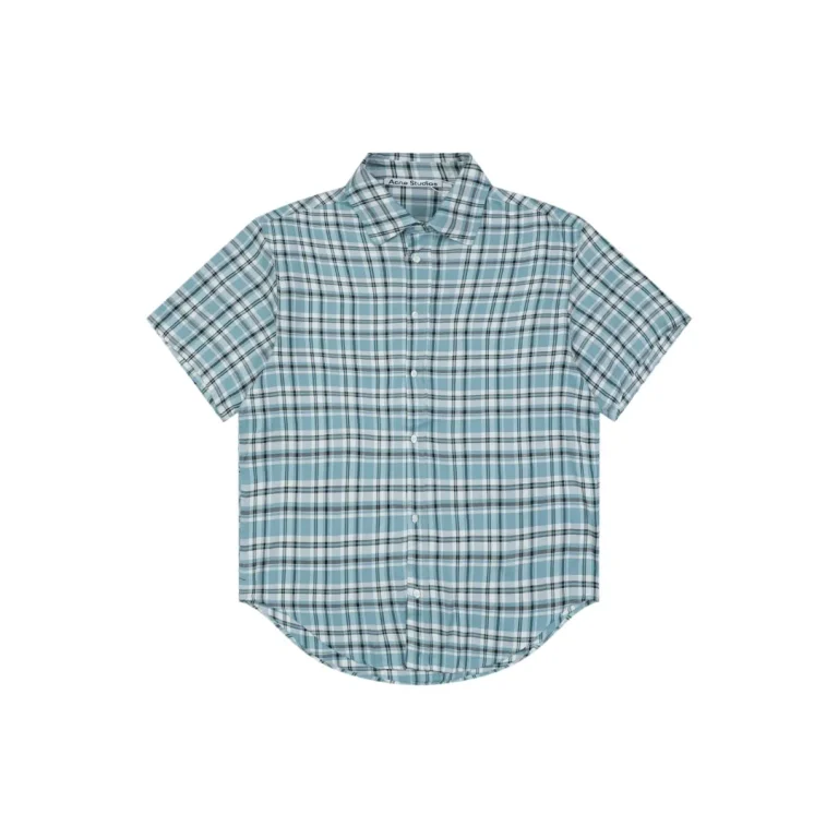 Acne Blue & White Plaid T-Shirt