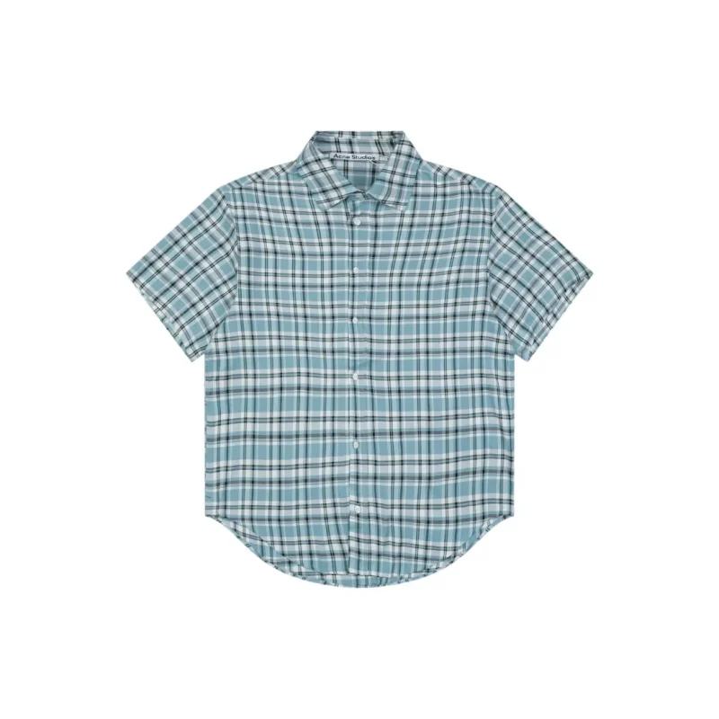 Acne Blue & White Plaid T-Shirt