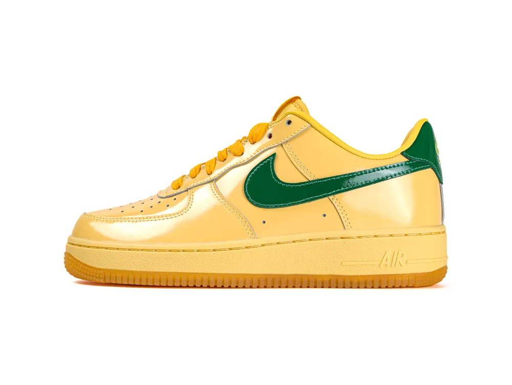 Air Force 1 Low Patent Leather Topaz Gold Pine Green Left Side View