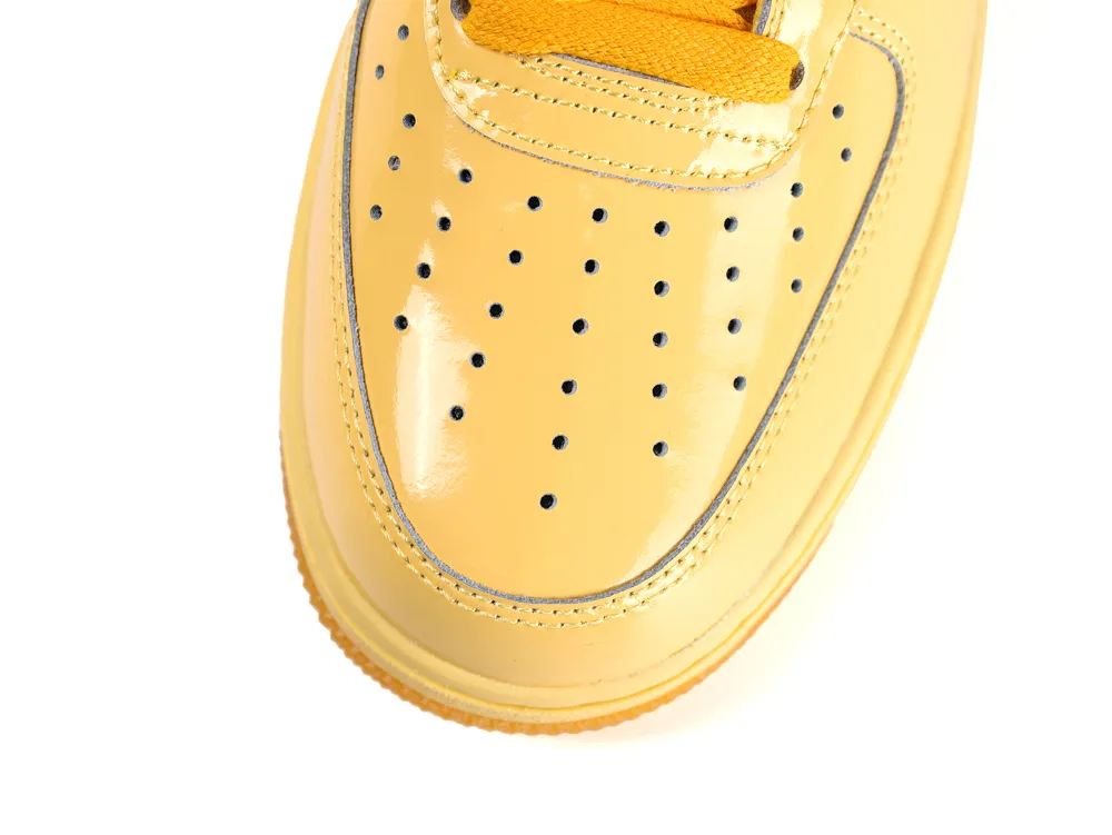 Air Force 1 Low Patent Leather Topaz Gold Pine Green Top View