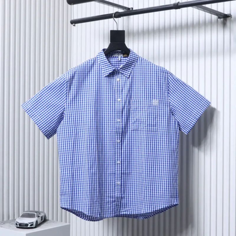 Anagram Logo Embroidered Check T-Shirt