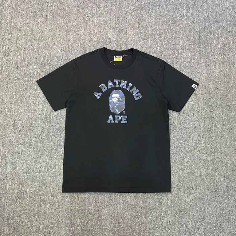 BAPE Blue Camo Ape Head Graphic T-Shirt Color Black