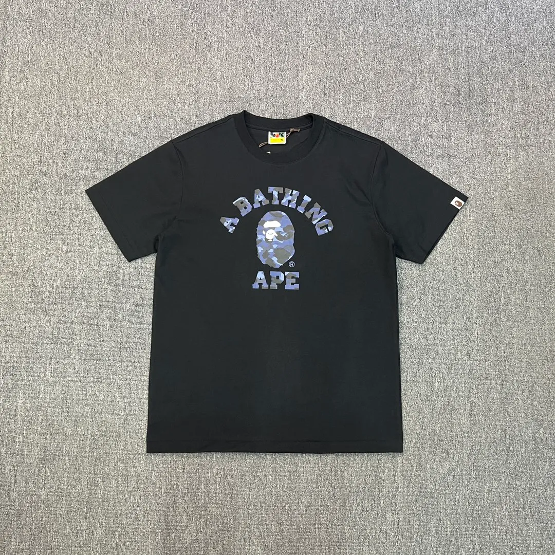 BAPE Blue Camo Ape Head Graphic T-Shirt Color Black