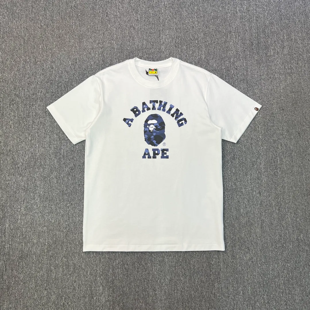 BAPE Blue Camo Ape Head Graphic T-Shirt Color White