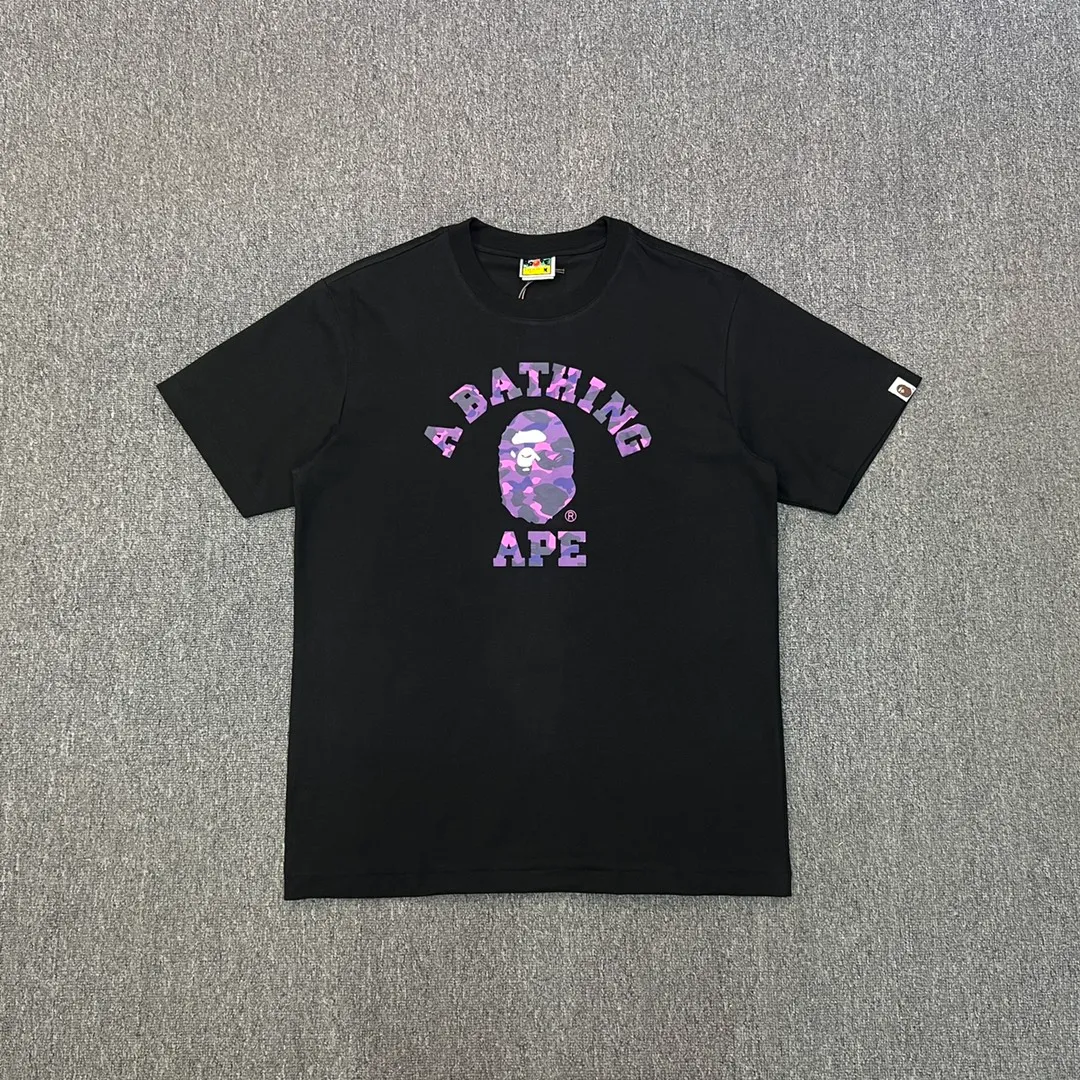 BAPE Purple Camo Ape Head Graphic T-Shirt Color Black