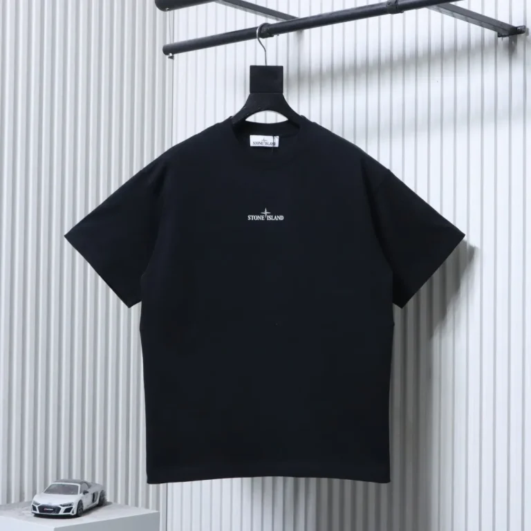 Blurred Compass Print Cotton T-Shirt Color Black