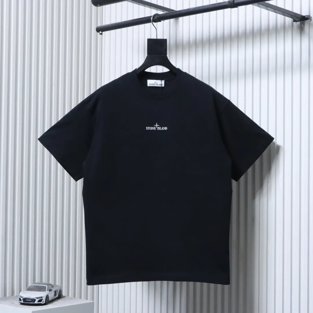 Blurred Compass Print Cotton T-Shirt Color Black
