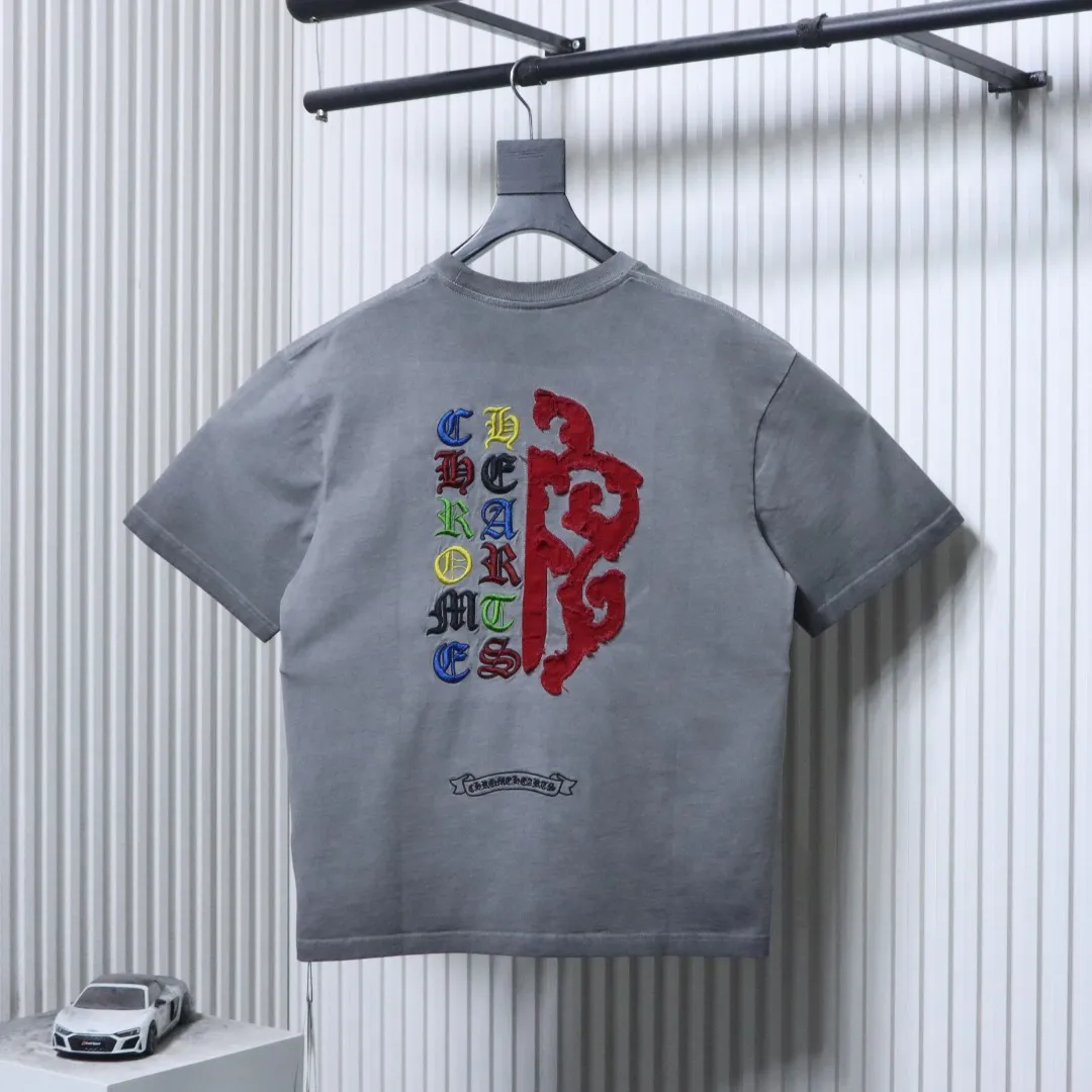 Back CH Gray Applique Embroidered T-Shirt