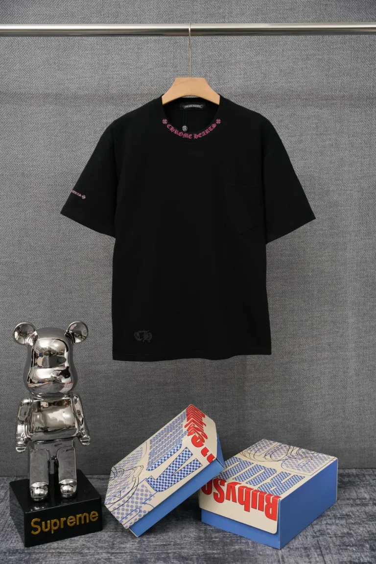 CH Pink Gothic Logo Collar Pocket T-Shirt