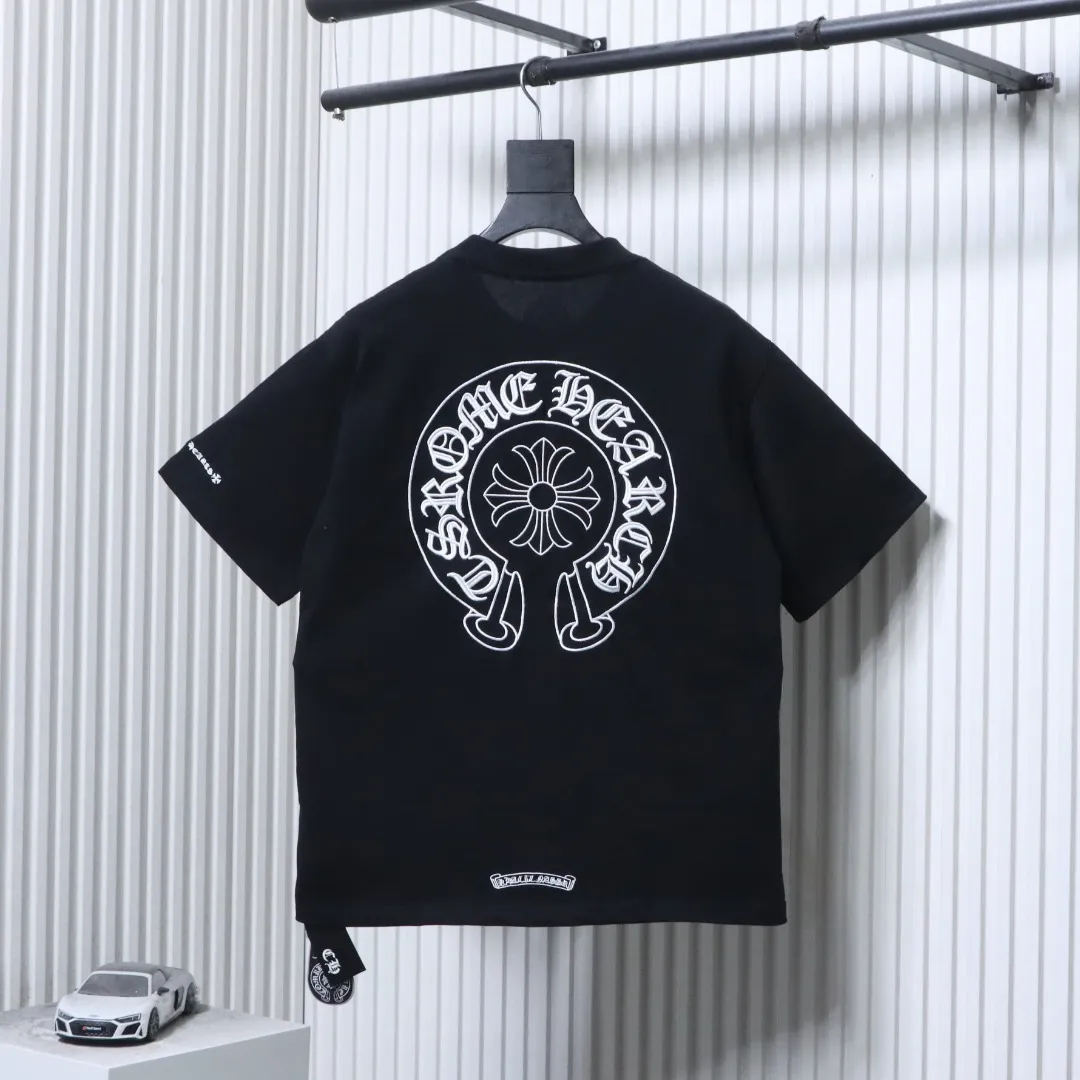 Back CH Scroll Cross Graphic Embroidered T-Shirt