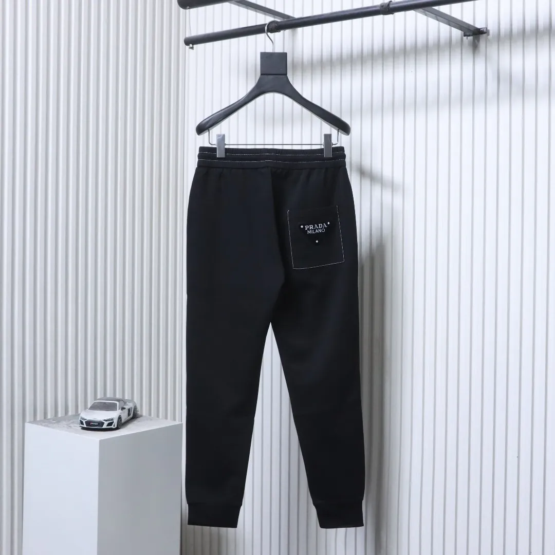 Back Contrast Stitch Drawstring Casual Trousers